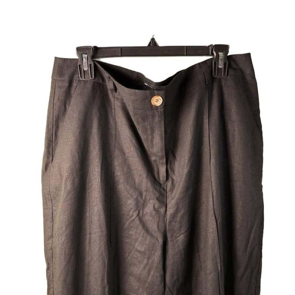 ASOS DESIGN Linen Blend Relaxed Straight Leg Pants in Black Size 14 - Picture 2 of 6
